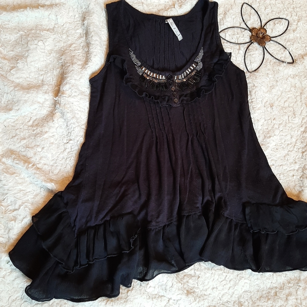 Dressy Sleeveless  Black Top
